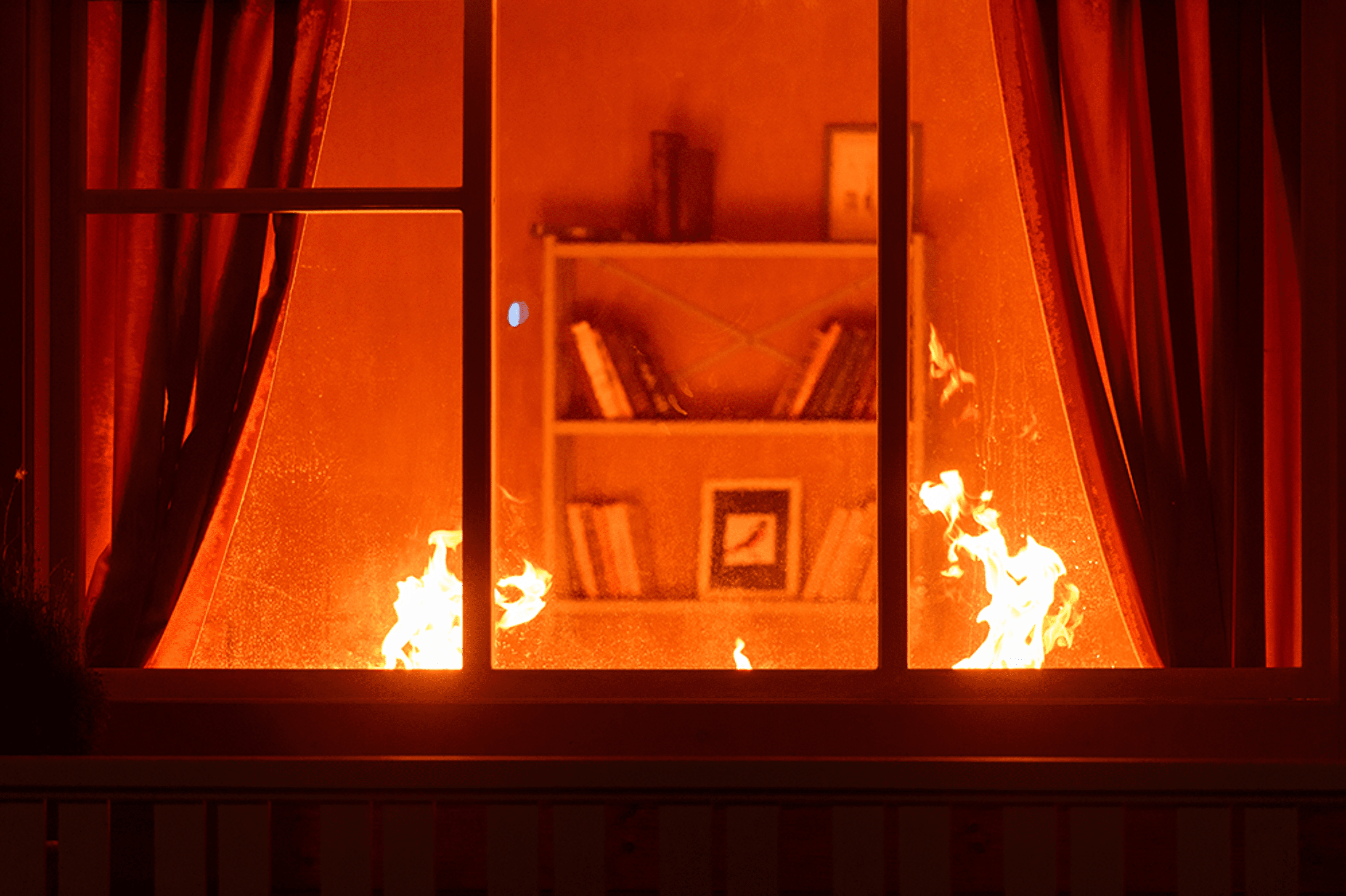 Fire in living room